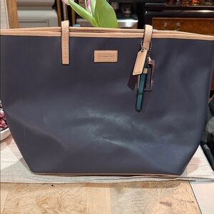 Coach Park Metro Navy and Tan Tote Bag